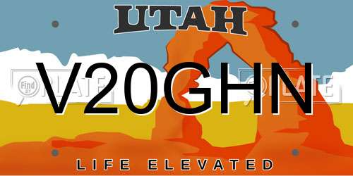 V20GHN Utah License Plate