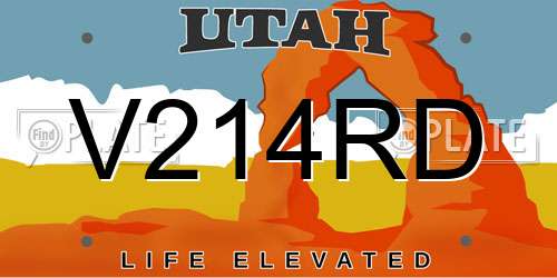 V214RD Utah License Plate