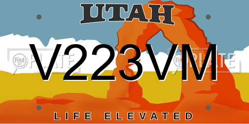 V223VM Utah License Plate