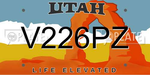 V226PZ Utah License Plate