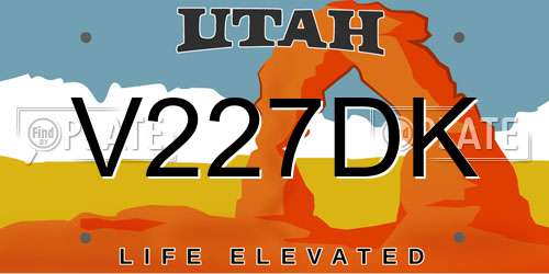 V227DK Utah License Plate