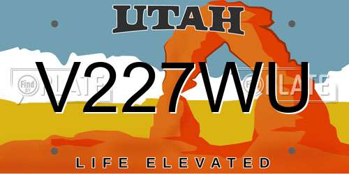 V227WU Utah License Plate