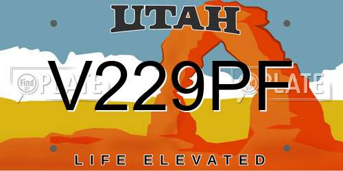 V229PF Utah License Plate
