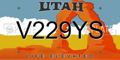 V229YS Utah License Plate