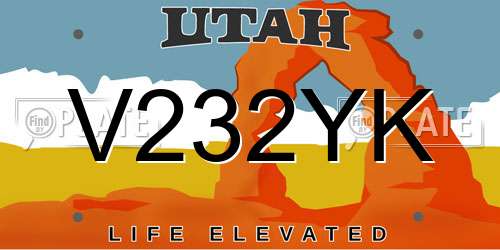 V232YK Utah License Plate