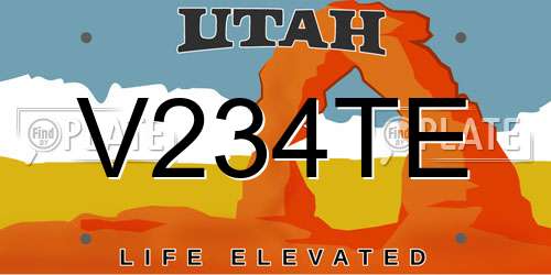 V234TE Utah License Plate