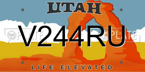 V244RU Utah License Plate