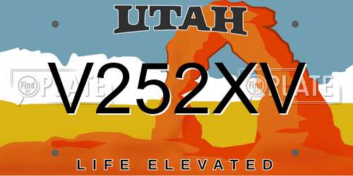 V252XV Utah License Plate