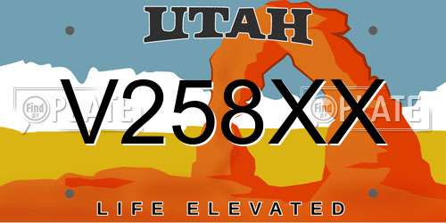 V258XX Utah License Plate