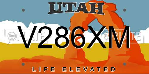 V286XM Utah License Plate