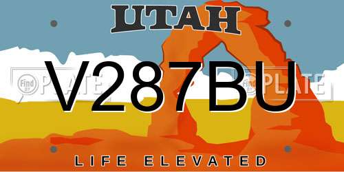 V287BU Utah License Plate