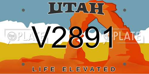 V2891 Utah License Plate