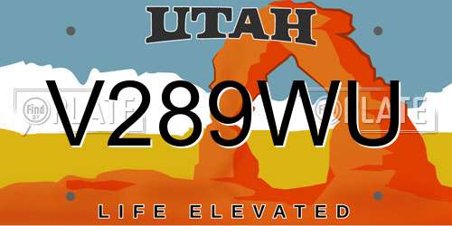 V289WU Utah License Plate