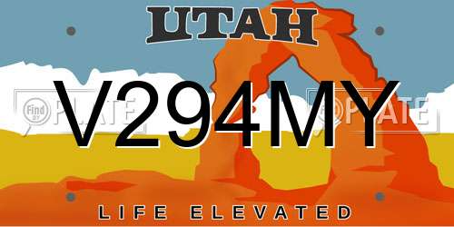V294MY Utah License Plate