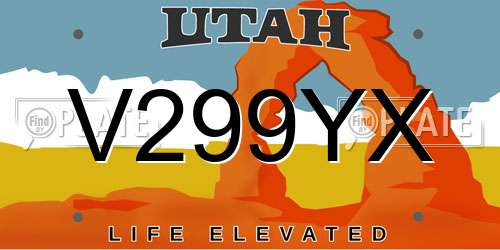 V299YX Utah License Plate
