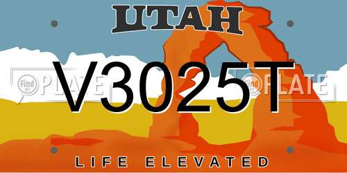 V3025T Utah License Plate