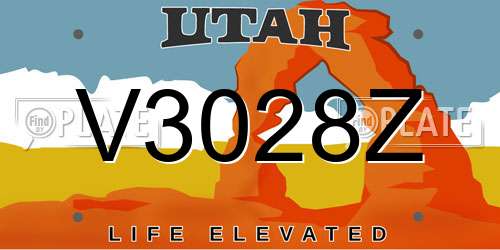 V3028Z Utah License Plate