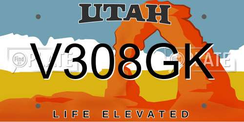 V308GK Utah License Plate
