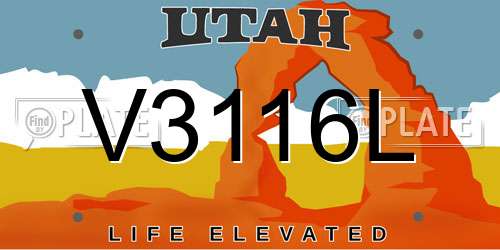 V3116L Utah License Plate