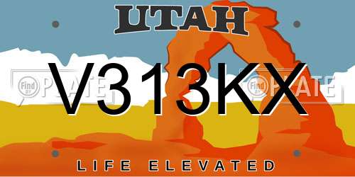 V313KX Utah License Plate