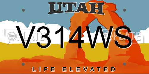 V314WS Utah License Plate