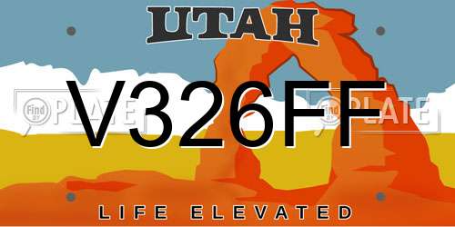 V326FF Utah License Plate