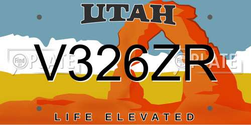 V326ZR Utah License Plate