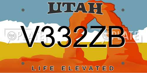 V332ZB Utah License Plate