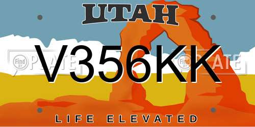 V356KK Utah License Plate