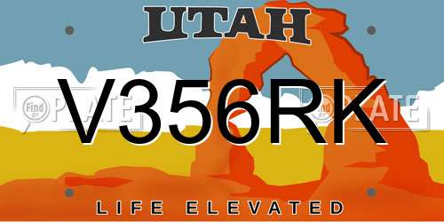 V356RK Utah License Plate