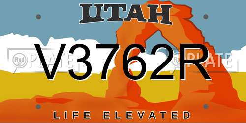 V3762R Utah License Plate