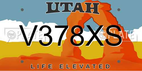 V378XS Utah License Plate