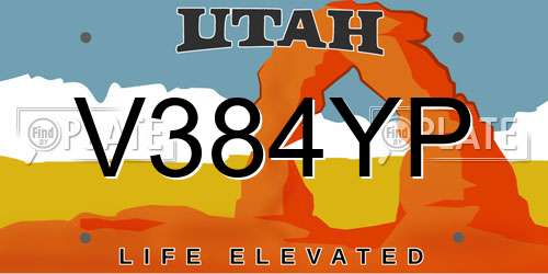 V384YP Utah License Plate
