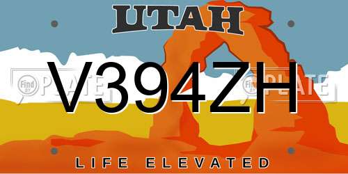 V394ZH Utah License Plate