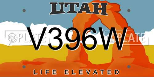 V396W Utah License Plate