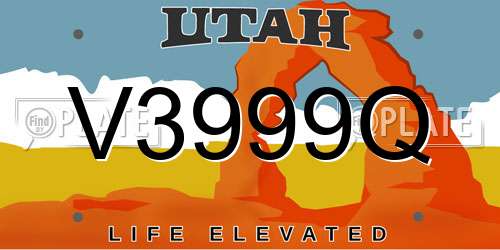 V3999Q Utah License Plate