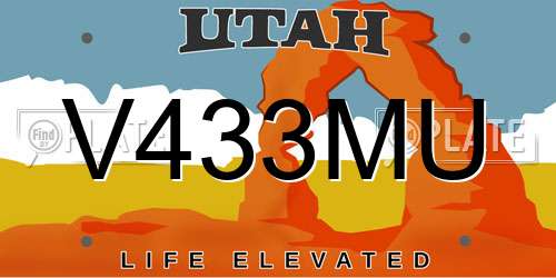 V433MU Utah License Plate