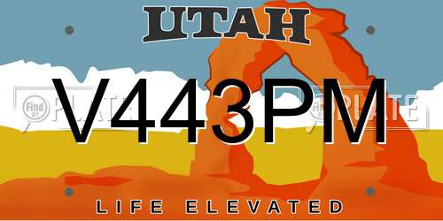 V443PM Utah License Plate
