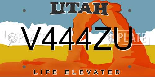 V444ZU Utah License Plate