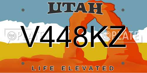 V448KZ Utah License Plate