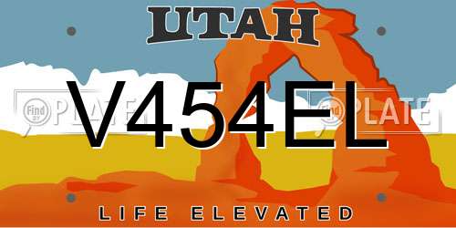 V454EL Utah License Plate