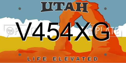 V454XG Utah License Plate
