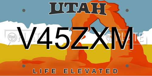 V45ZXM Utah License Plate