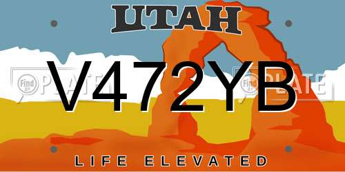 V472YB Utah License Plate