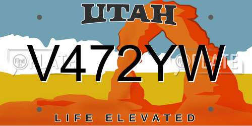 V472YW Utah License Plate