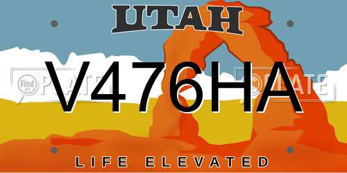 V476HA Utah License Plate
