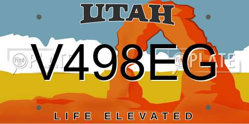 V498EG Utah License Plate