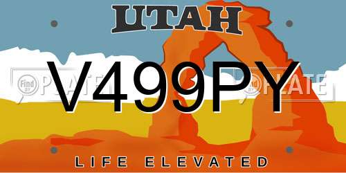 V499PY Utah License Plate
