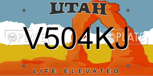V504KJ Utah License Plate