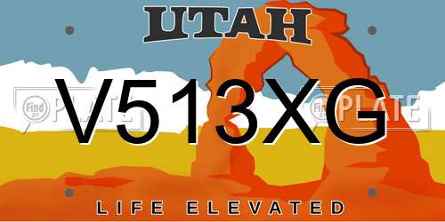 V513XG Utah License Plate